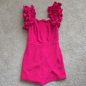 Elegant Pink Ruffled Women's Romper